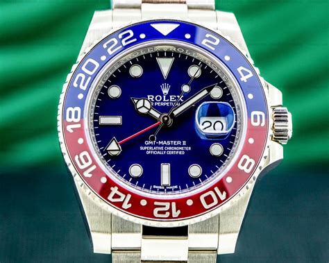 rolex gmt white gold blue dial